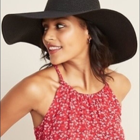 Old Navy Braided Wide-Brim Floppy Sun hat black - Picture 6 of 7